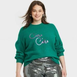 A New Day Crewneck‎ Ciao Ciao Green Pullover Sweater 4X NWT